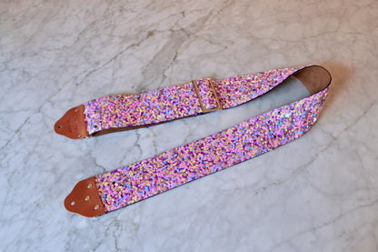 Custom wide 3" Blush 'Sequin' Guitar/Bass Hippie Strap