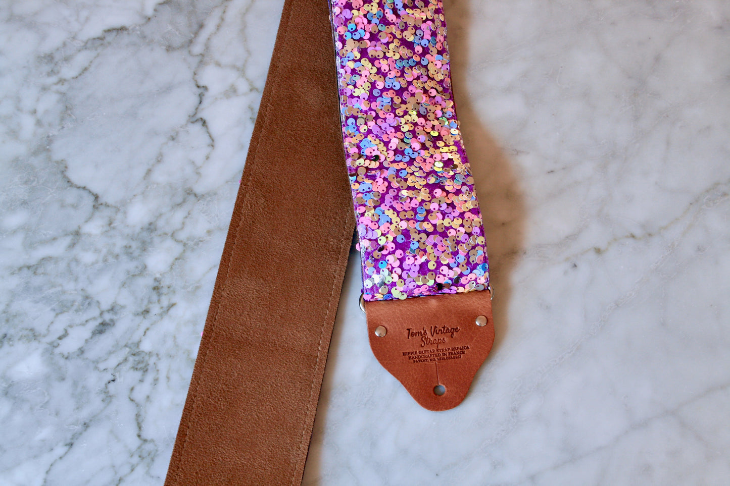 Custom wide 3" Blush 'Sequin' Guitar/Bass Hippie Strap