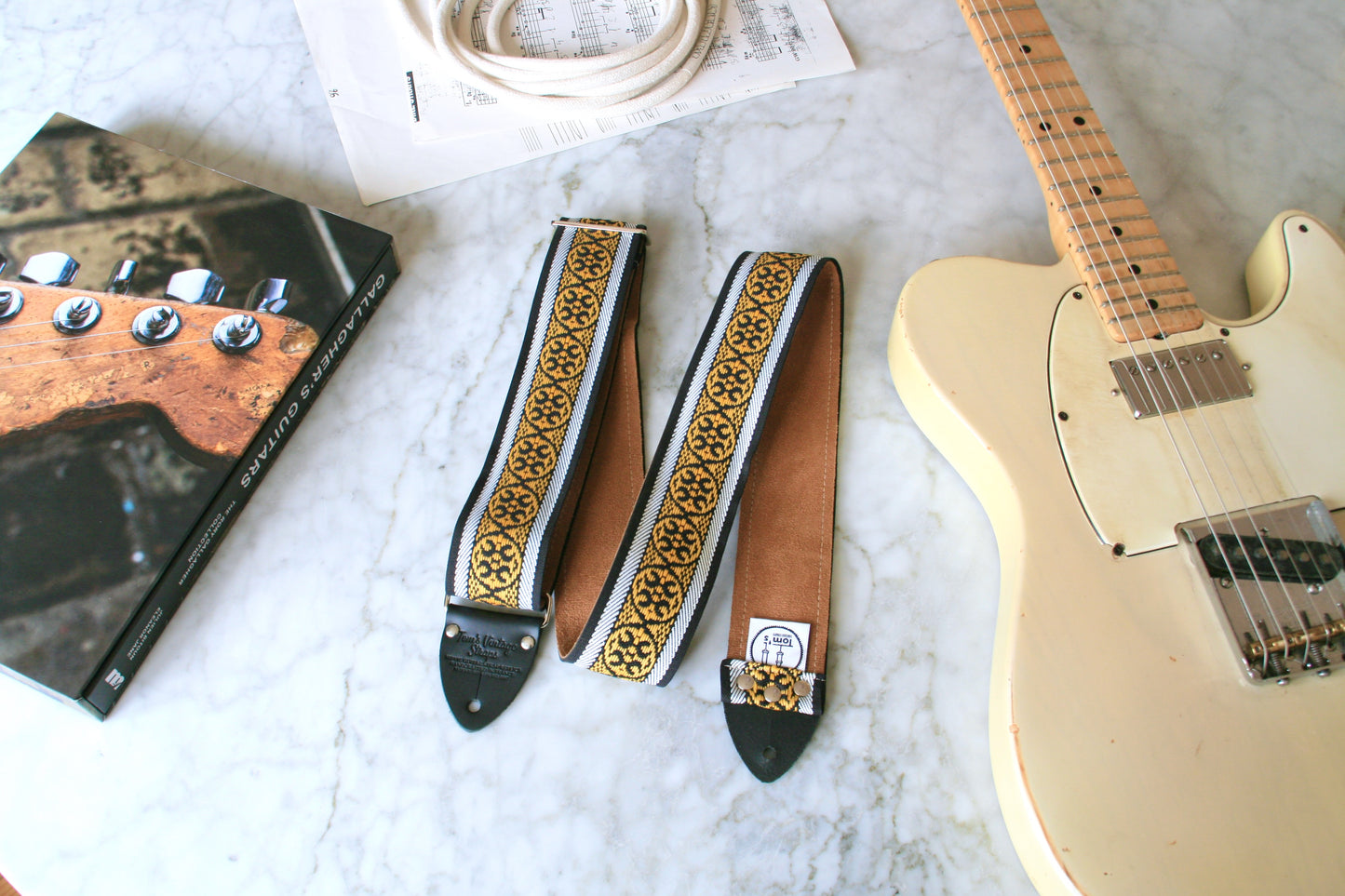 Yellow 'Ikat' Guitar/Bass Hippie Strap