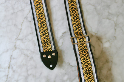 Yellow 'Ikat' Guitar/Bass Hippie Strap