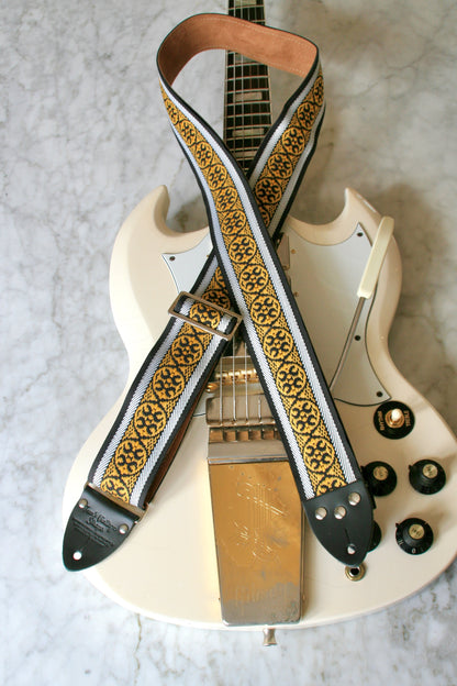 Yellow 'Ikat' Guitar/Bass Hippie Strap