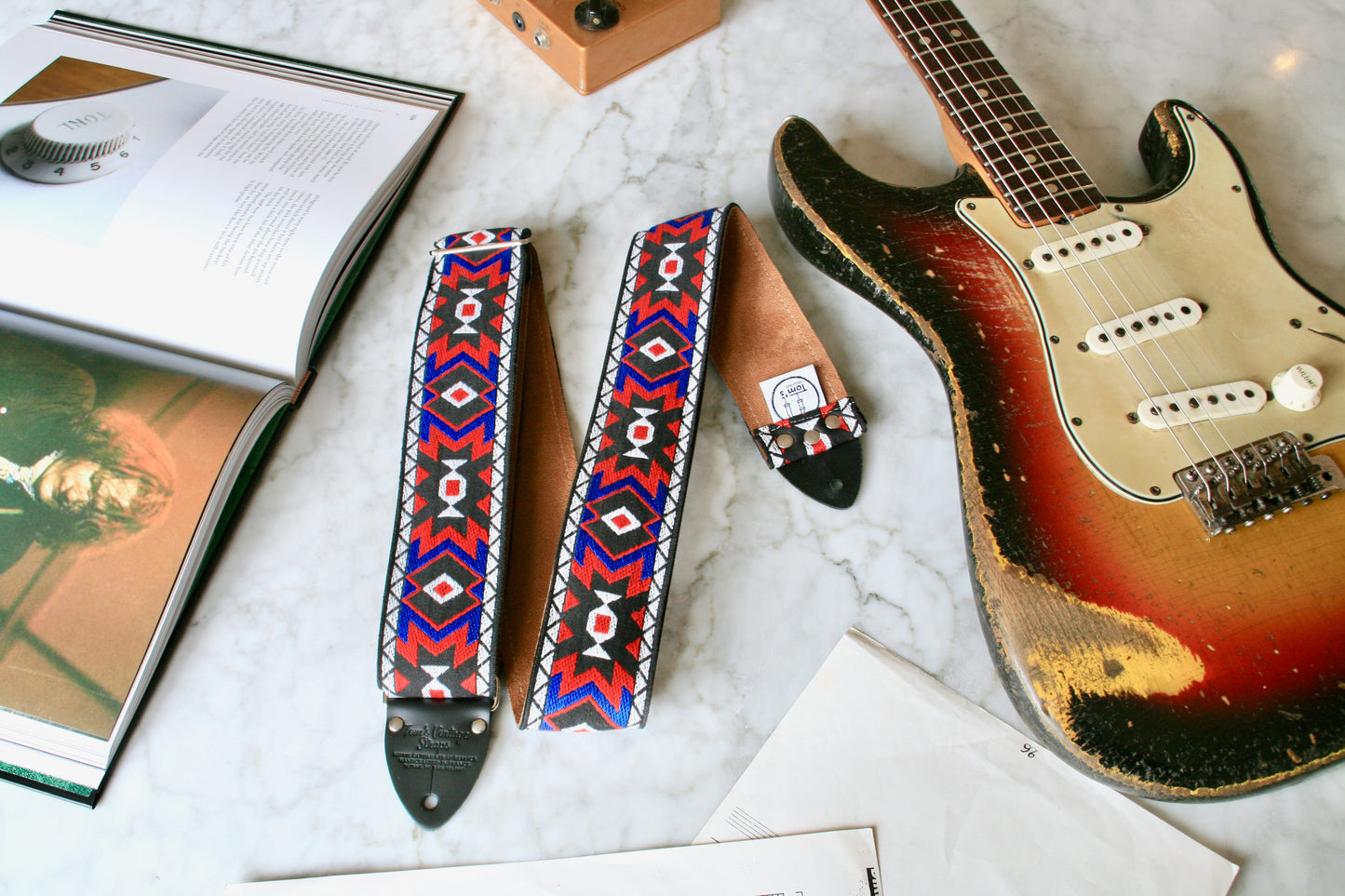 Red 'Apache' Guitar/Bass Hippie Strap
