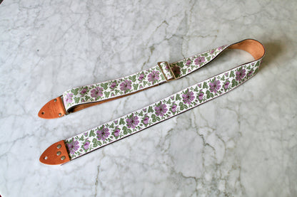 Mauve 'Flowers' Guitar/Bass Hippie Strap
