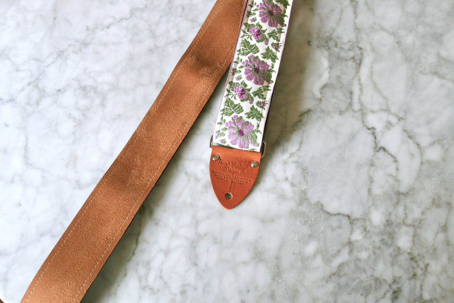 Mauve 'Flowers' Guitar/Bass Hippie Strap