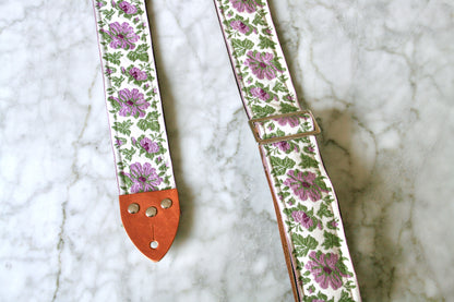 Mauve 'Flowers' Guitar/Bass Hippie Strap
