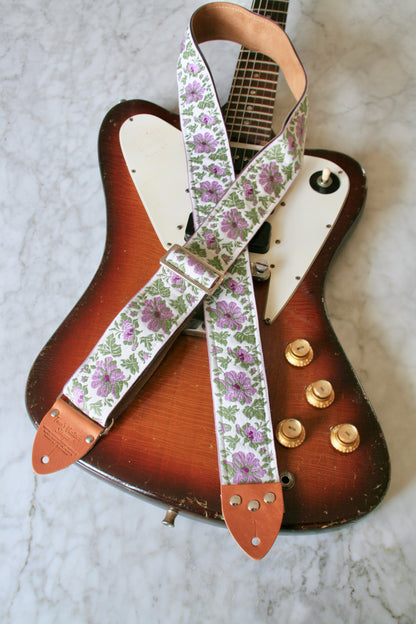 Mauve 'Flowers' Guitar/Bass Hippie Strap