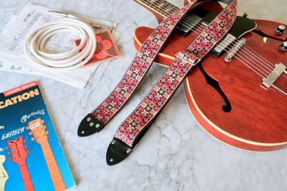 Pink 'Woodstock' Guitar Bass Hippie Strap