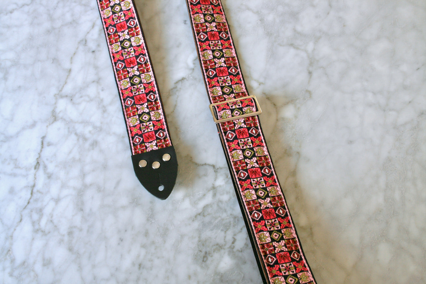 Pink 'Woodstock' Guitar Bass Hippie Strap