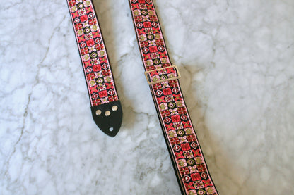 Pink 'Woodstock' Guitar Bass Hippie Strap