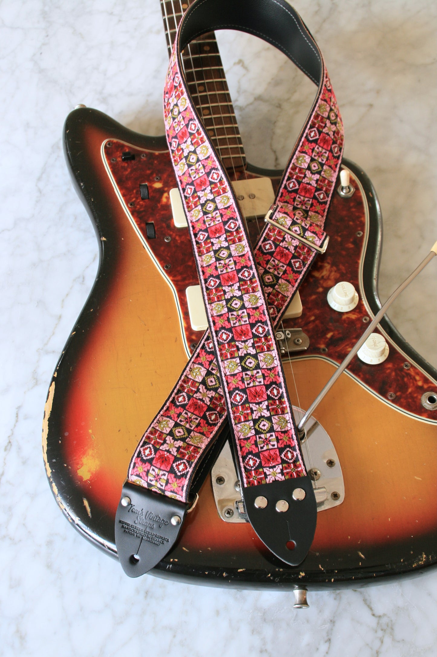Pink 'Woodstock' Guitar Bass Hippie Strap
