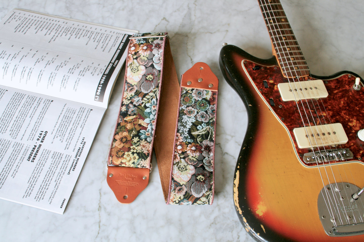 Custom wide 3" 'Bouquet Tapestry' Guitar/Bass Hippie Strap