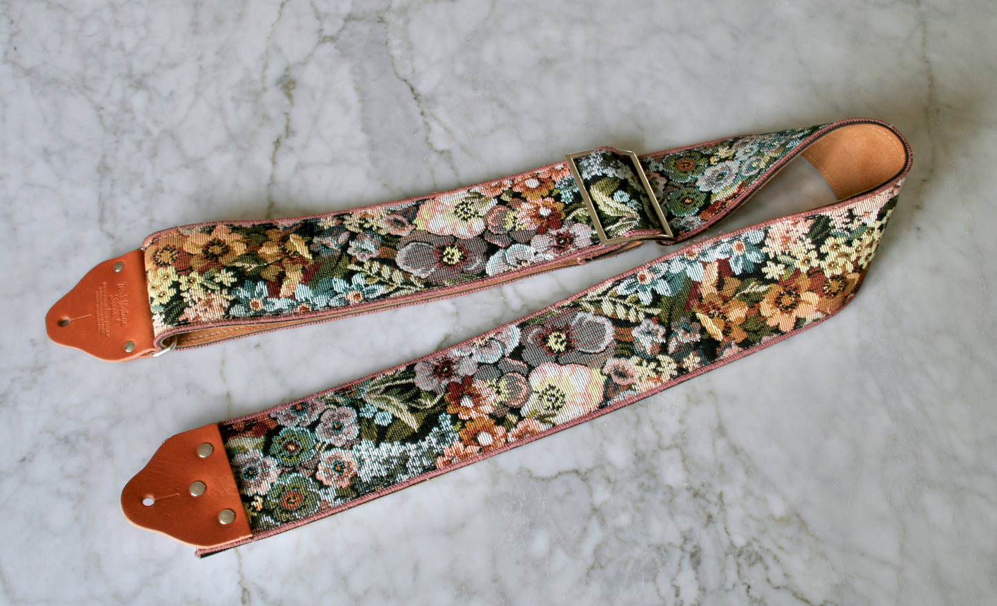 Custom wide 3" 'Bouquet Tapestry' Guitar/Bass Hippie Strap