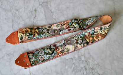 Custom wide 3" 'Bouquet Tapestry' Guitar/Bass Hippie Strap