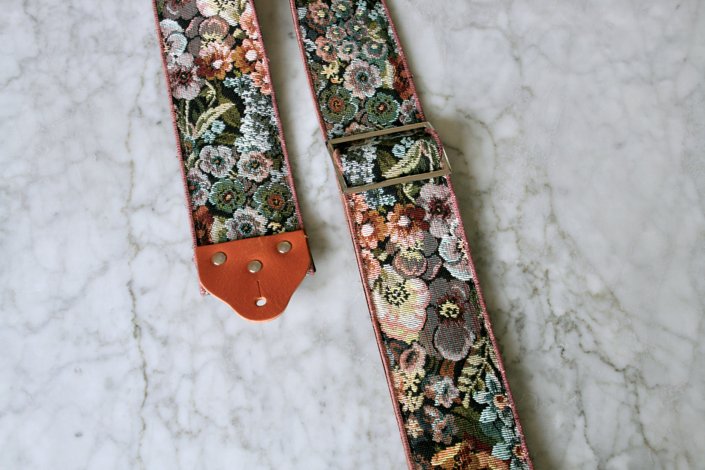 Custom wide 3" 'Bouquet Tapestry' Guitar/Bass Hippie Strap