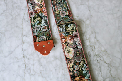 Custom wide 3" 'Bouquet Tapestry' Guitar/Bass Hippie Strap