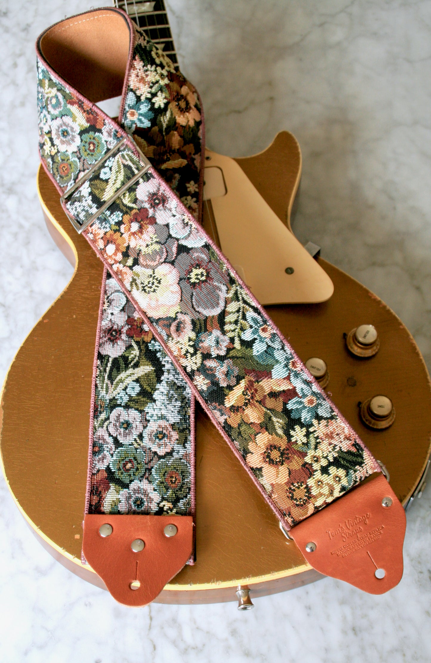 Custom wide 3" 'Bouquet Tapestry' Guitar/Bass Hippie Strap