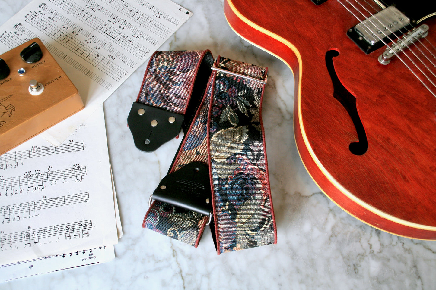 Custom wide 3" 'Floral Tapestry' Guitar/Bass Hippie Strap