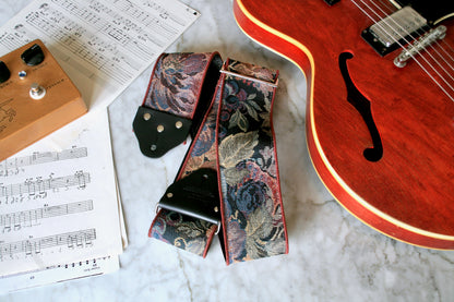 Custom wide 3" 'Floral Tapestry' Guitar/Bass Hippie Strap