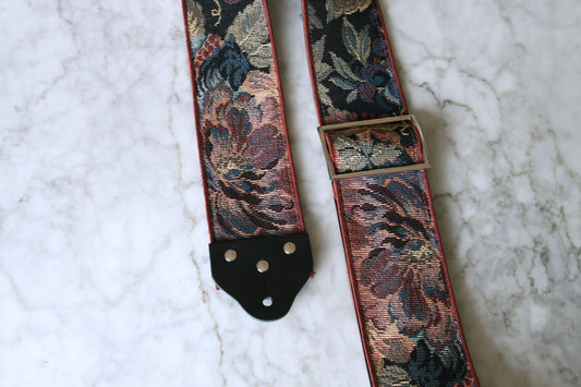 Custom wide 3" 'Floral Tapestry' Guitar/Bass Hippie Strap