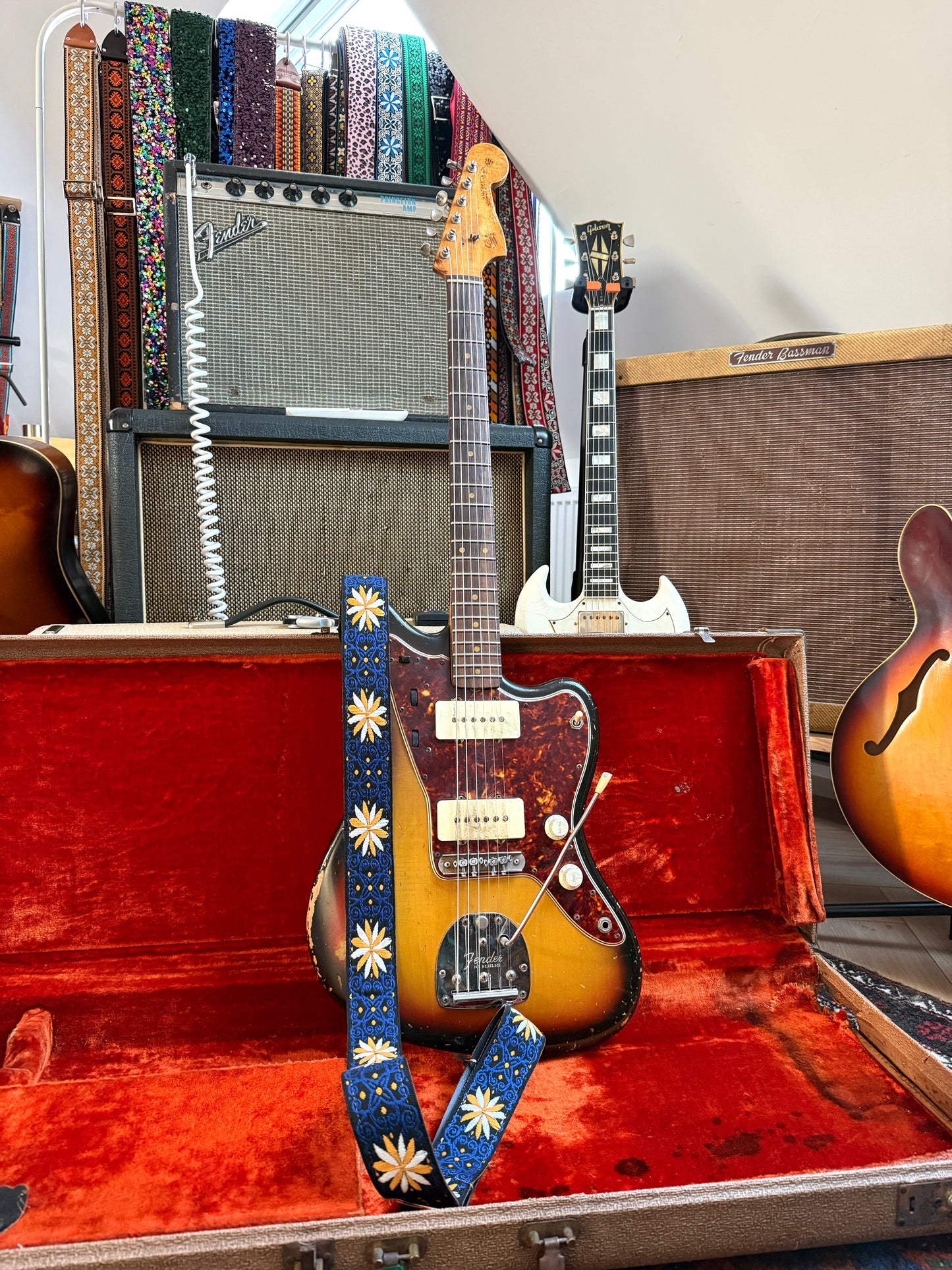 Navy 'Pinwheel' Guitar/Bass Hippie Strap