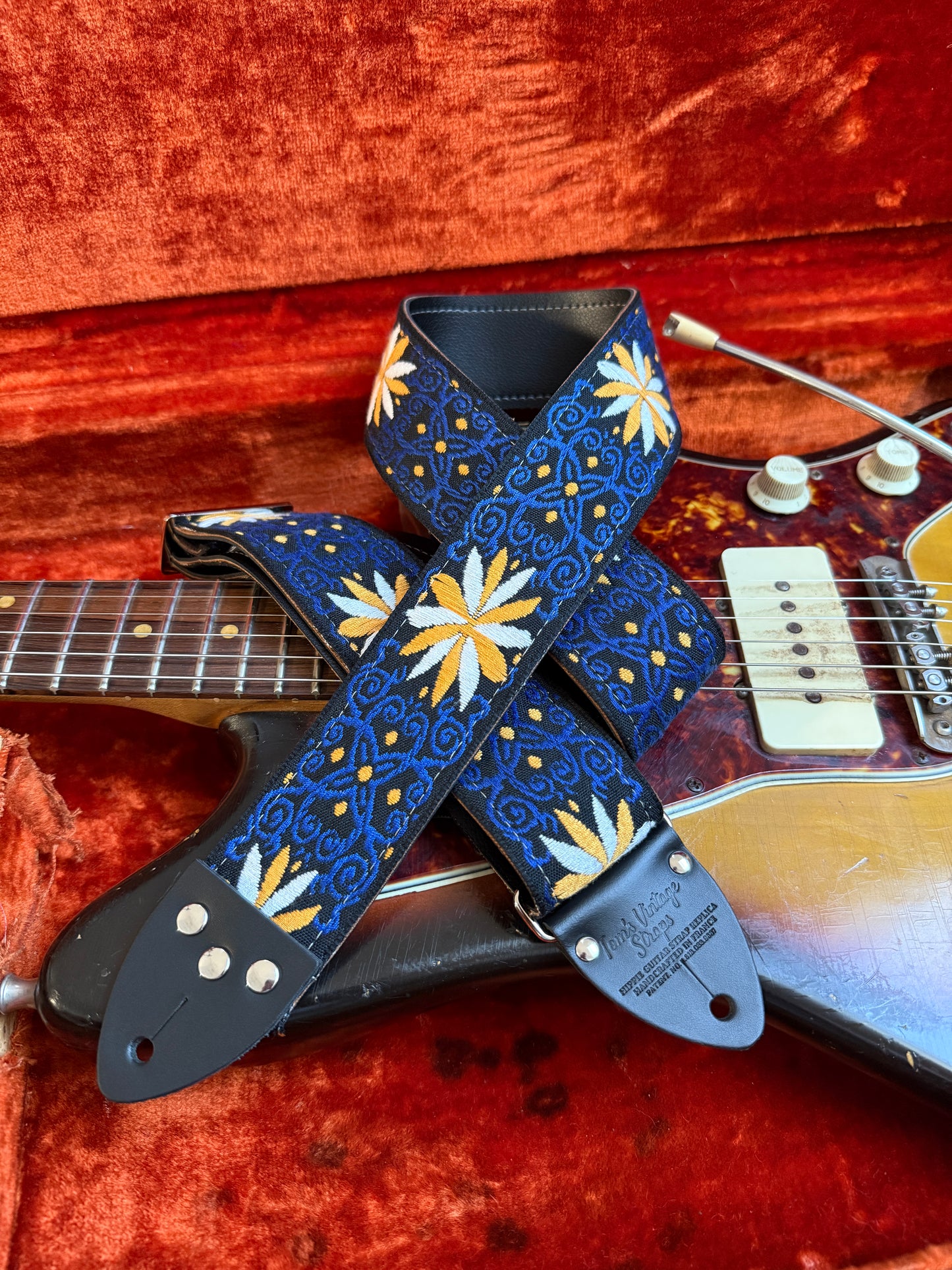 Navy 'Pinwheel' Guitar/Bass Hippie Strap