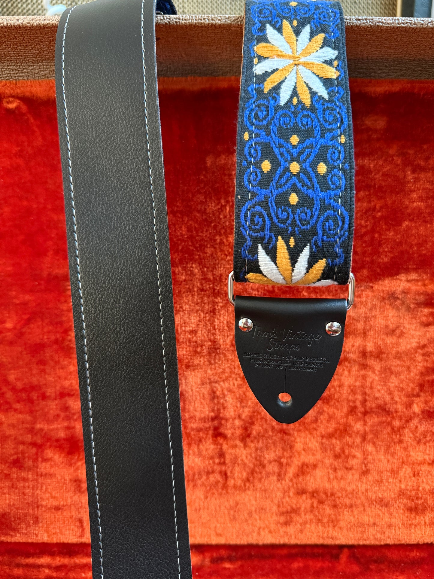 Navy 'Pinwheel' Guitar/Bass Hippie Strap