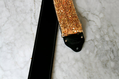 Custom wide 3" Yellow Gold 'Sequin' Guitar/Bass Hippie Strap