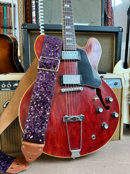 Custom wide 3" Mauve 'Sequin' Guitar/Bass Hippie Strap
