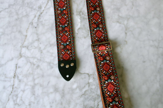 Ruby 'Peacock' Guitar/Bass Hippie Strap