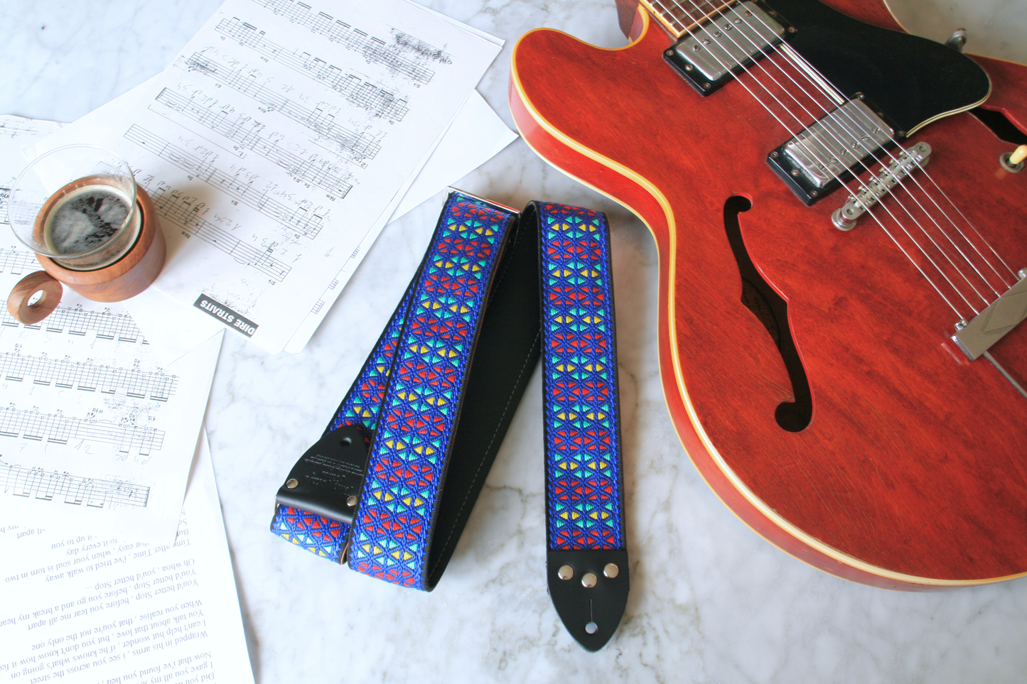 Blue 'Monterey' Guitar/Bass Hippie Strap