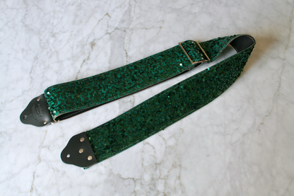 Custom wide 3" Green 'Sequins' Guitar/Bass Hippie Strap