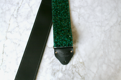 Custom wide 3" Green 'Sequins' Guitar/Bass Hippie Strap