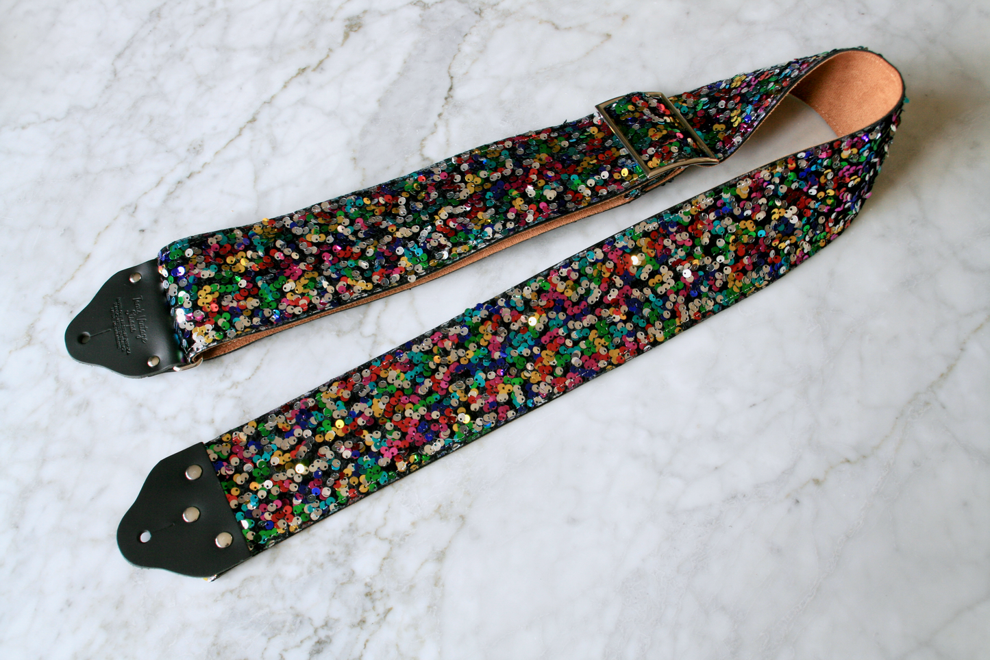 Custom wide 3" Multicolor 'Sequins' Guitar/Bass Hippie Strap
