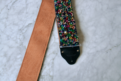 Custom wide 3" Multicolor 'Sequins' Guitar/Bass Hippie Strap