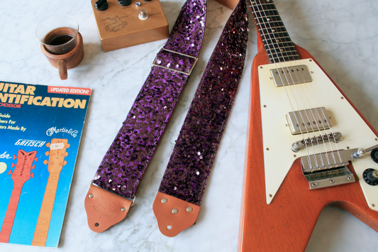 Custom wide 3" Mauve 'Sequins' Guitar/Bass Hippie Strap