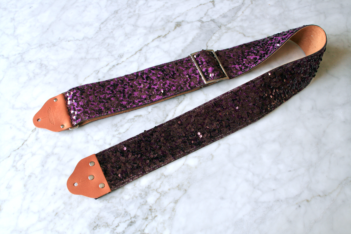 Custom wide 3" Mauve 'Sequins' Guitar/Bass Hippie Strap