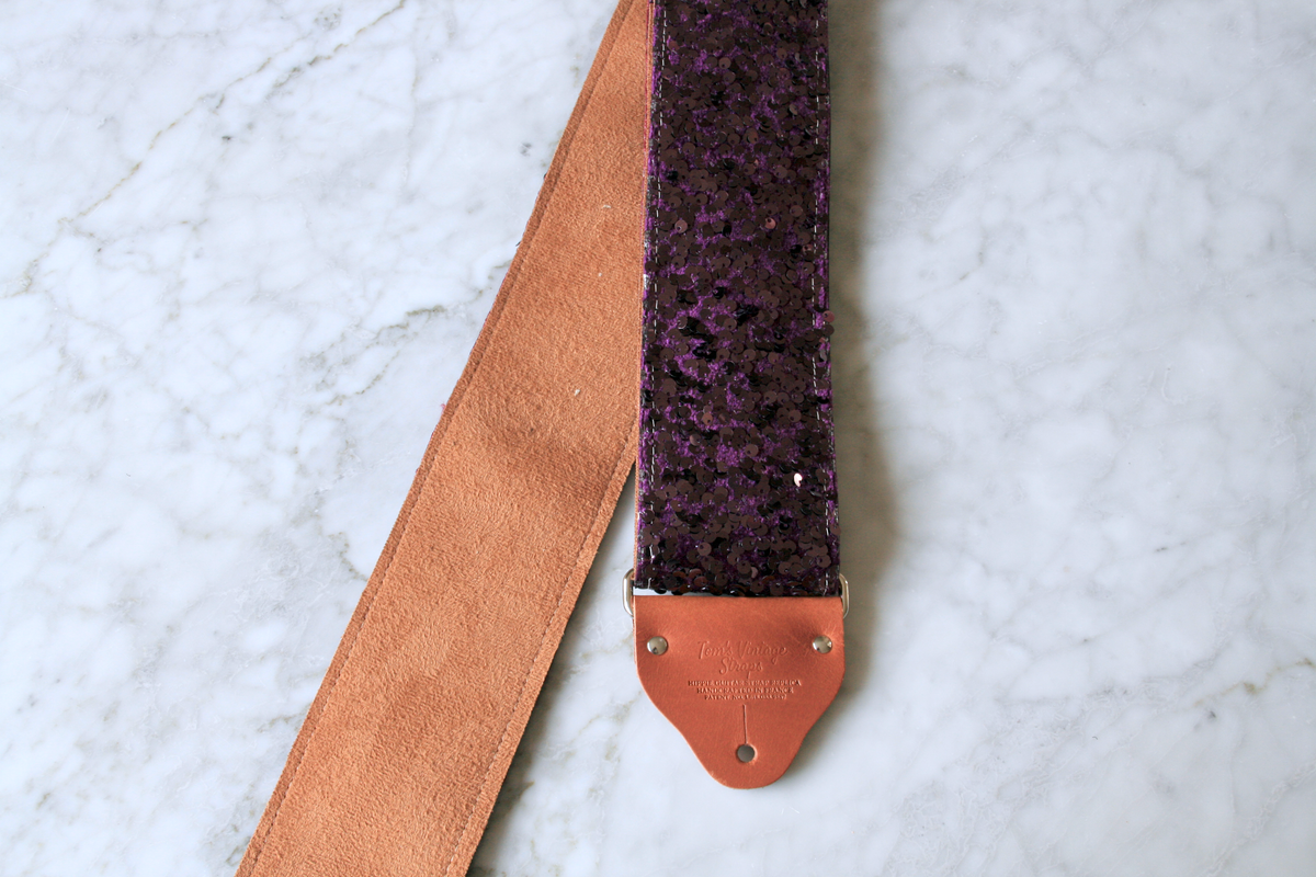 Custom wide 3" Mauve 'Sequins' Guitar/Bass Hippie Strap