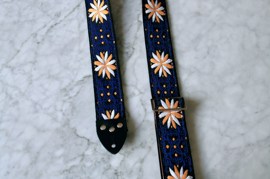 Navy 'Pinwheel' Guitar/Bass Hippie Strap
