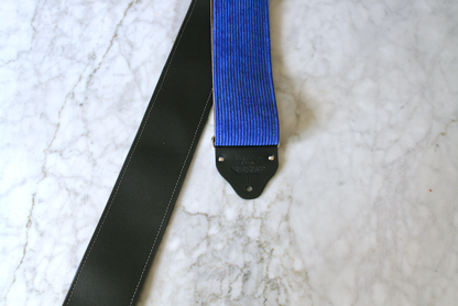 Custom wide 3" Blue 'Corduroy' Guitar/Bass Hippie Strap