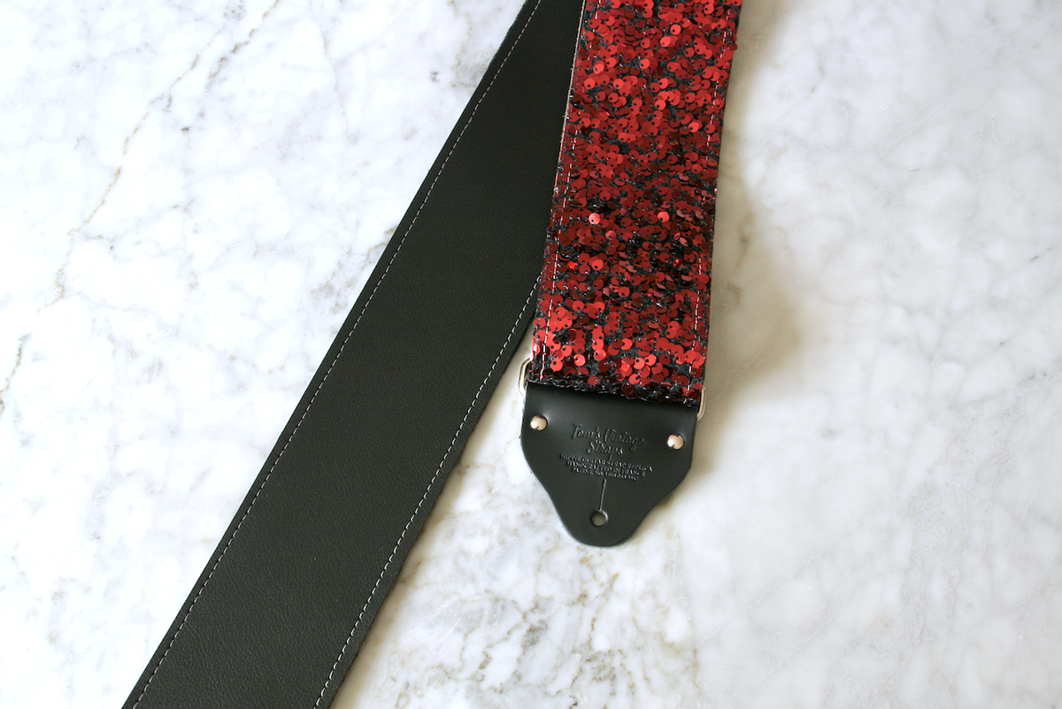 Custom wide 3" Ruby 'Sequins' Guitar/Bass Hippie Strap