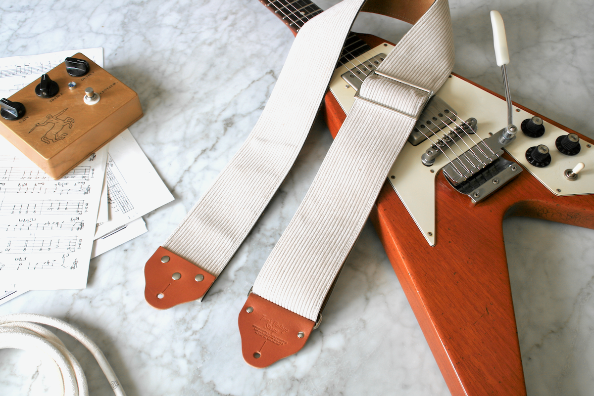 Custom wide 3" Light Beige 'Corduroy' Guitar/Bass Hippie Strap