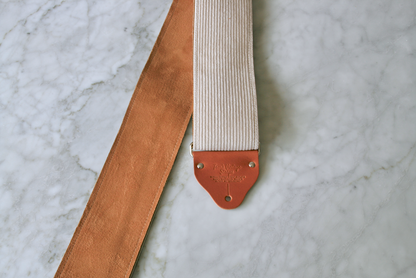 Custom wide 3" Light Beige 'Corduroy' Guitar/Bass Hippie Strap