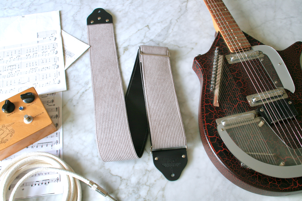 Custom wide 3" Grey 'Corduroy' Guitar/Bass Hippie Strap