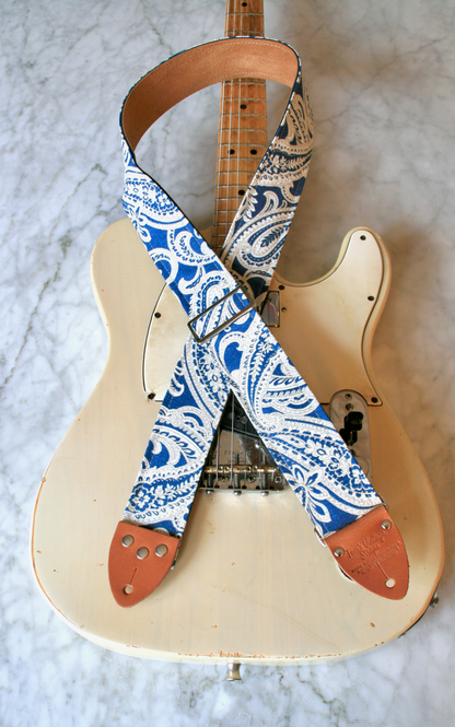Blue 'Paisley' Guitar/Bass Hippie Strap