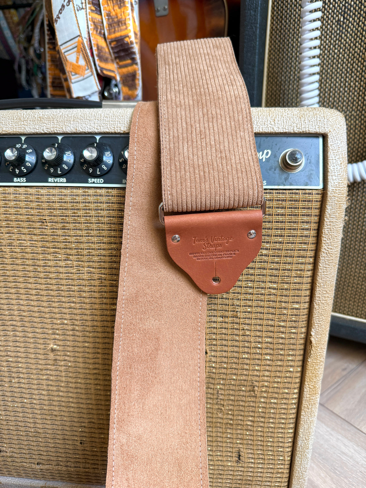Custom wide 3" Fawn 'Corduroy' Guitar/Bass Hippie Strap