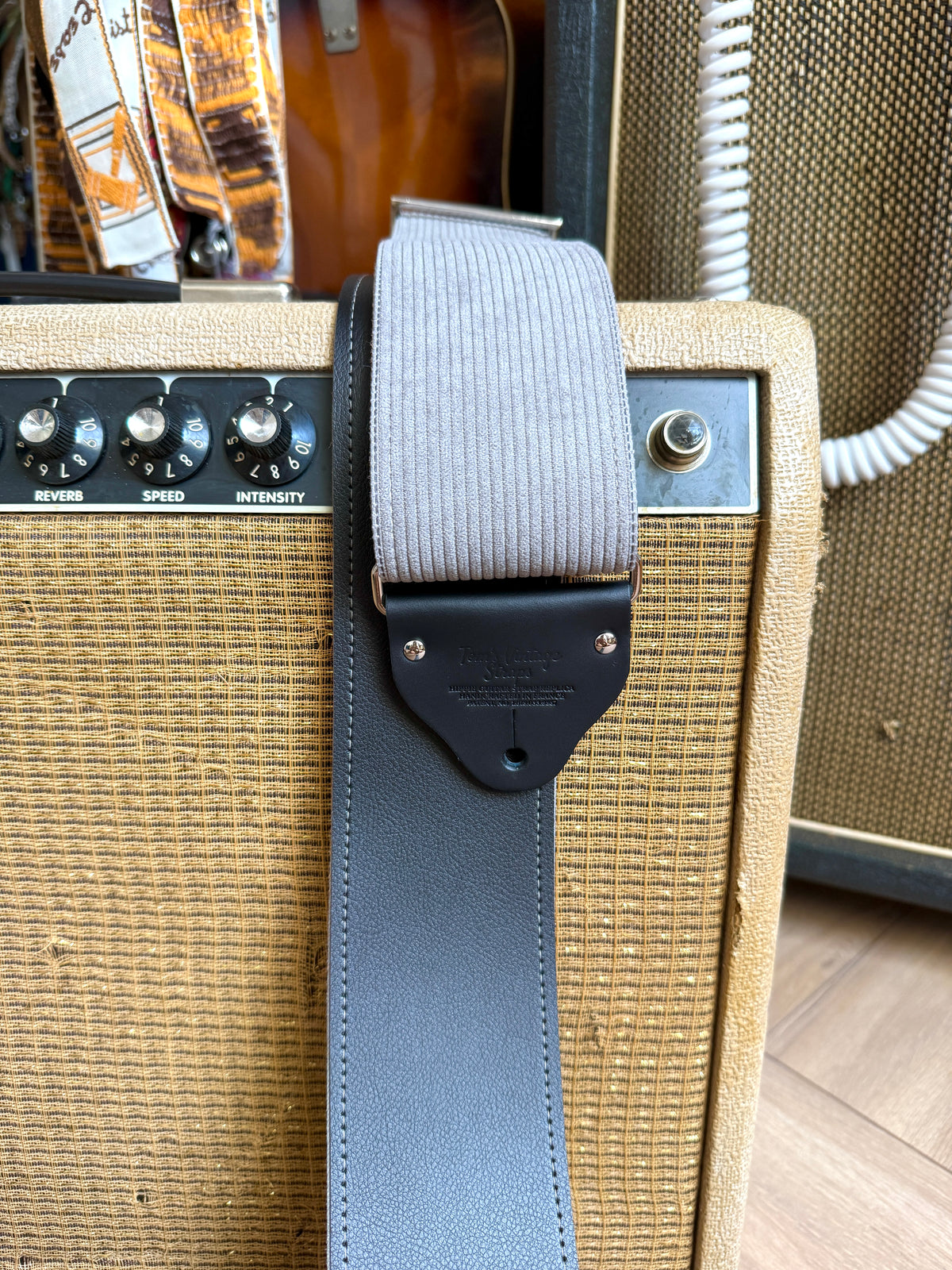 Custom wide 3" Grey 'Corduroy' Guitar/Bass Hippie Strap