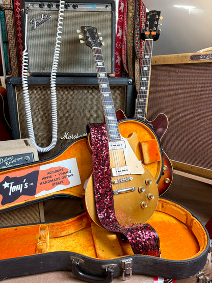 Custom wide 3" Ruby 'Sequins' Guitar/Bass Hippie Strap