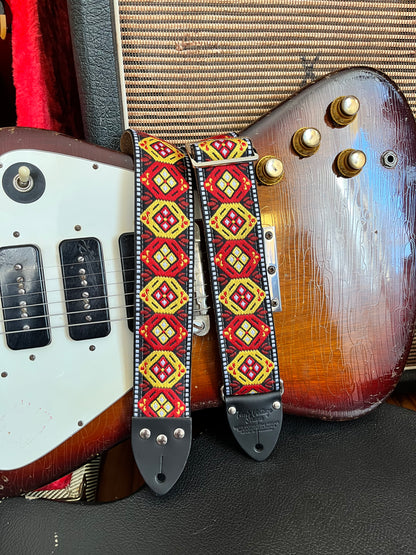Orange 'Honeycomb'  Guitar/Bass Hippie Strap