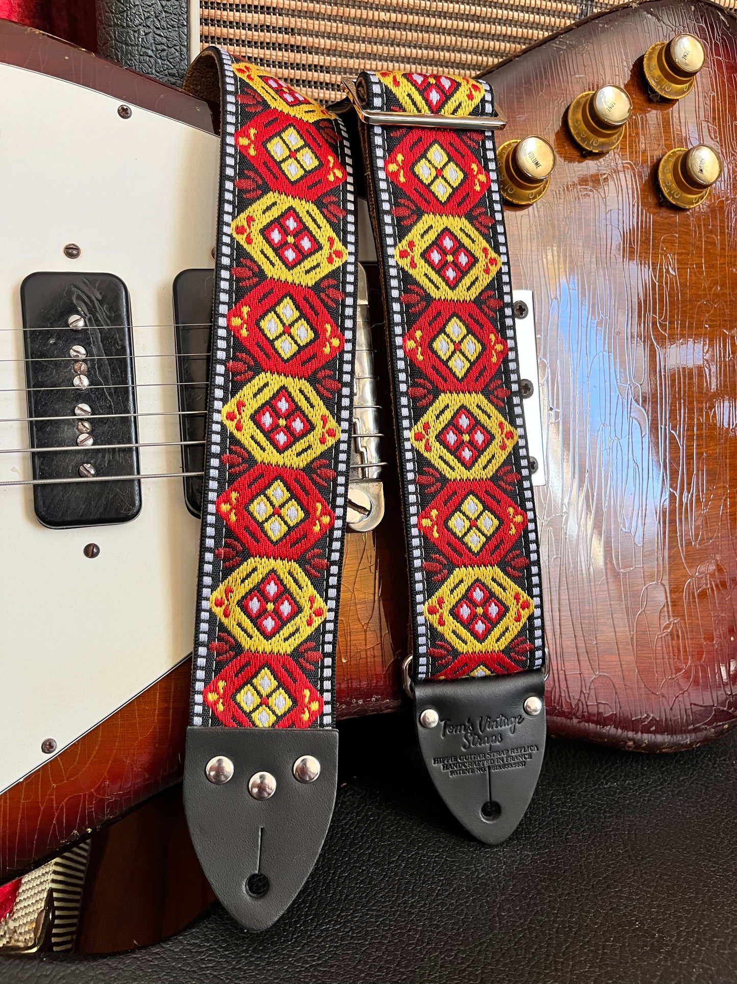Orange 'Honeycomb'  Guitar/Bass Hippie Strap