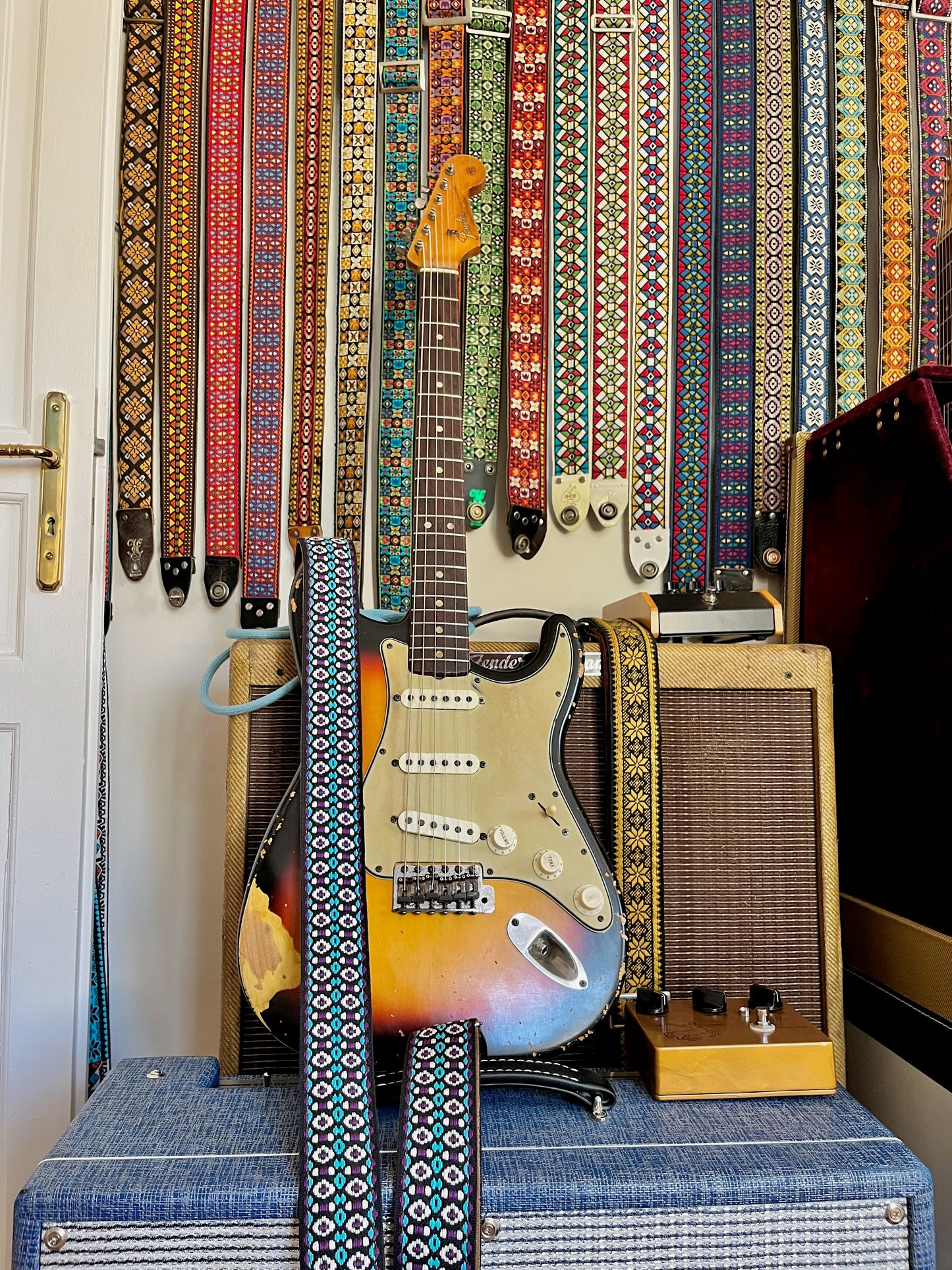 Purple 'Bullseye' Guitar/Bass Hippie Strap